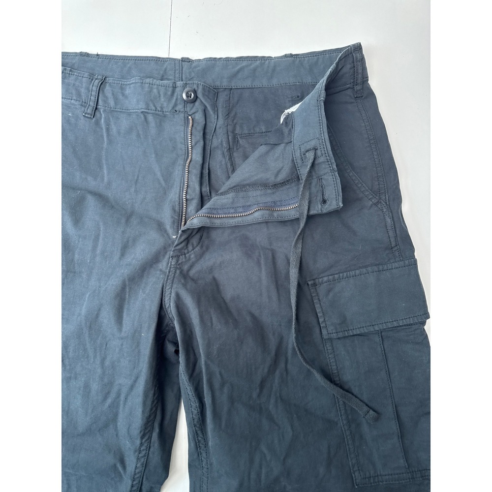 Uniqlo Mens Cargo Pants Black Cotton Stretch Straight Leg Utility Size L 33-36 - Picture 4 of 9